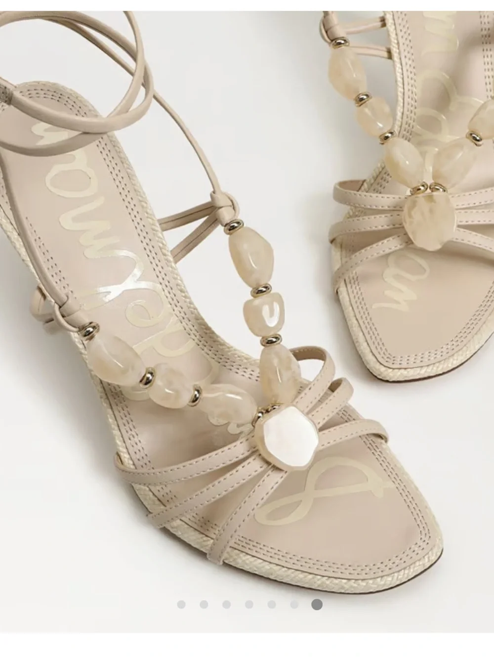 Sam Edelman Nude Beaded Strappy Heel Sandals